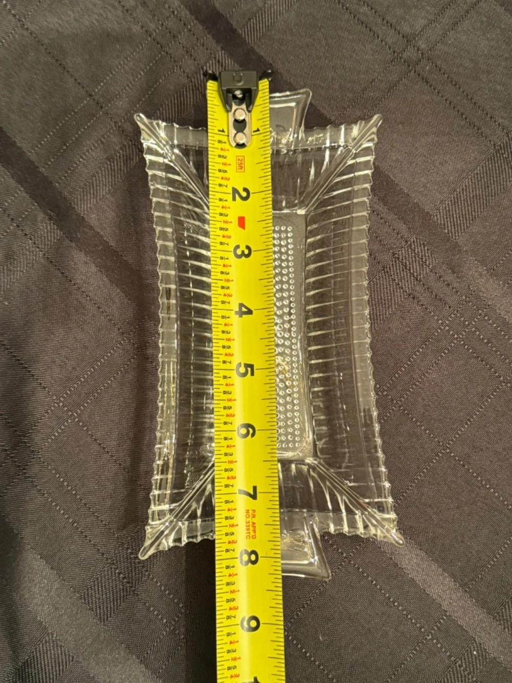 Vintage Clear Glass Candy Trinket Dish Rectangle with Handles Butter 8”x3.5”